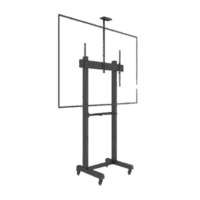 Montaje de Piso Móvil para Pantallas de 65 in a 100 in | vesa 100 x 100 hasta 1000 x 600 | carga maxima soportada 120kg| Fabricado en aluminio y acero