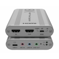 Tarjeta de Captura HDMI 8K a USB 3.2 Gen 1 | Resolución 8K@60Hz y 4K2K@144Hz | Ancho de Banda 48Gbps | Mezcla de Audio HDMI-Micrófono-Línea | Compatibilidad Multiplataforma Windows-macOS-Linux | Carcasa de Aluminio Plateado