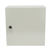 Gabinete de Acero IP66 Uso en Intemperie (400 x 400 x 200 mm) con Placa Trasera Interior de Metal y Compuerta Inferior Atornillable (Incluye Chapa y Llave PST407)