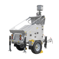 Traila / Remolque con Mástil Retráctil de 7.5 m. para Videovigilancia o Iluminación, con Bases para Instalar Paneles Solares y Baterías (No incluidos)