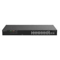 Switch PoE+ no Administrable, Hasta 120 Watts, Ideal para CCTV, 16 Puertos PoE +10/100, 2 Uplinks Gigabit y 2 SFP COMBO