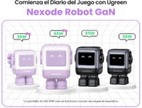 Cargador Mini GaNRobot 30W serie UNO | 1 USB-C de Carga Rápida | Tecnología GaN II | Multiprotocolo PD/QC/SCP/FCA | Carga Inteligente | Pantalla LED | Zapato Magnético Extraíble | Thermal Guard | Color Lila.