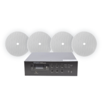 KIT de Amplificador de 120W para Escritorio | 4 Altavoces 6" | Montaje en Techo | 20W | 70/100V