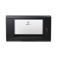 Gabinete de Pared de 6U con Puerta de Cristal Templado, 455 mm de Profundidad Total, Rack de 19in, Acero Reforzado Color Negro.