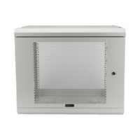 Gabinete de Pared de 9U con Puerta Perforada 455 mm de Profundidad, Rack de 19'', Acero Reforzado Color Gris Mate