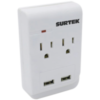 Multicontacto de ABS con 2 contactos aterrizados y 2 puertos USB.