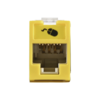 Jack UltraMAX Cat5e, UTP, Montaje híbrido en Placa de Pared (Plano y Angulado), Color Amarillo, Punch Down