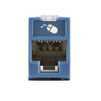 Jack UltraMAX Cat5e, UTP, Montaje híbrido en Placa de Pared (Plano y Angulado), Color Azul, Punch Down