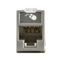 Jack UltraMAX Cat6, UTP, Montaje híbrido en Placa de Pared (Plano y Angulado), Color Gris, Punch Down