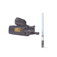 Kit de radio UM385BK | mas antena marina de fibra de vidrio TX-5101SYS/10M fabricada en fibra de vidrio con base roscable de acero inoxidable