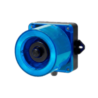 Combinacion de baliza LED color Azul y sirena electrónica de 31 tonos resistente a la intemperie de volumen máx. 123 dB a 12-24 VCD