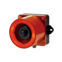 Combinacion de baliza LED color Rojo y sirena electrónica de 31 tonos resistente a la intemperie de volumen máx. 123 dB a 12-24 VCD